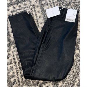 26/5 Faux Black Leather Kancan Zipper High Rise Pant NWT